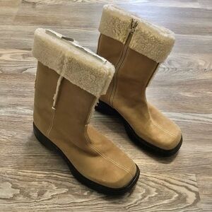 Nine West Beige Shearling-Lined Winter Boots